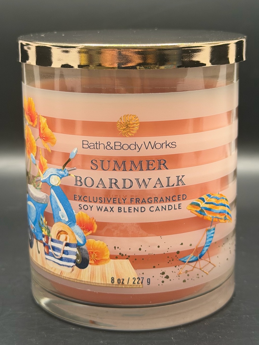 Bath & Body Works Summer Boardwalk Candle Single-Wick 8OZ Peach & Gold